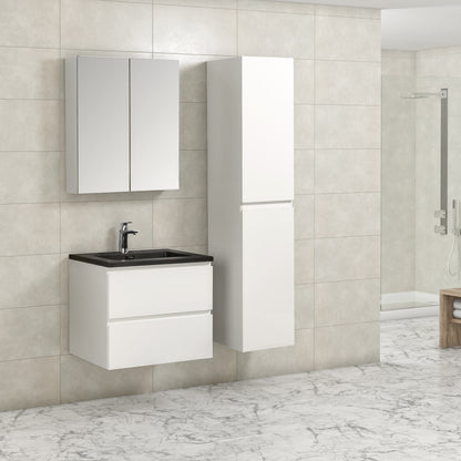 Badkamermeubel Tieme in hoogglans wit 60x50x48cm met zwarte wastafel