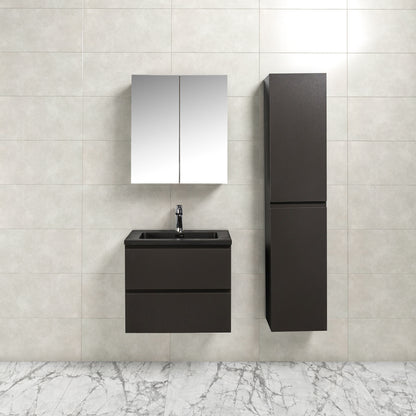 Badkamermeubel Tieme in mat grijs 60x50x48cm met zwarte wastafel