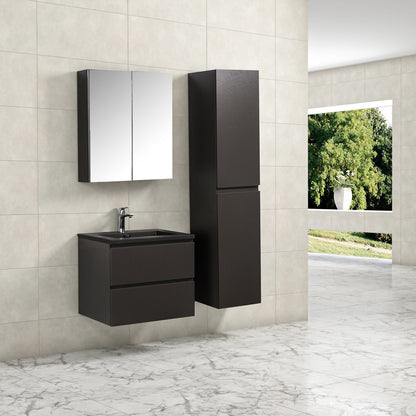 Badkamermeubel Tieme in mat grijs 60x50x48cm met zwarte wastafel