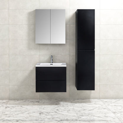 Badkamermeubel Tieme in mat zwart 60x50x48cm met witte wastafel