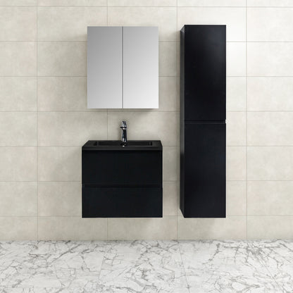 Badkamermeubel Tieme in mat zwart 60x50x48cm met zwarte wastafel