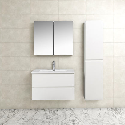 Badkamermeubel Tieme in hoogglans wit 80x50x48cm met witte wastafel