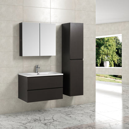 Badkamermeubel Tieme in mat grijs 80x50x48cm met witte wastafel