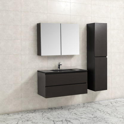 Badkamermeubel Tieme in mat grijs 100x50x48cm met zwarte wastafel