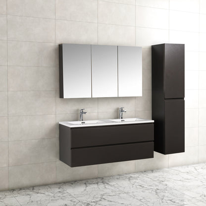 Badkamermeubel Tieme in mat grijs 120x50x48cm met witte wastafel