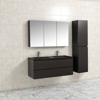 Badkamermeubel Tieme in mat grijs 120x50x48cm met zwarte wastafel