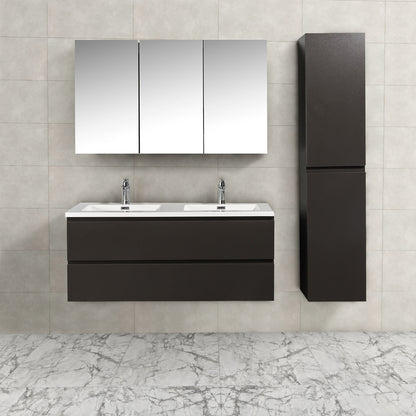 Badkamermeubel Tieme in mat grijs 120x50x48cm met witte wastafel