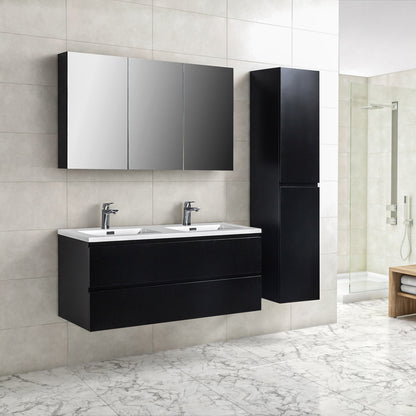 Badkamermeubel Tieme in mat zwart 120x50x48cm met witte wastafel