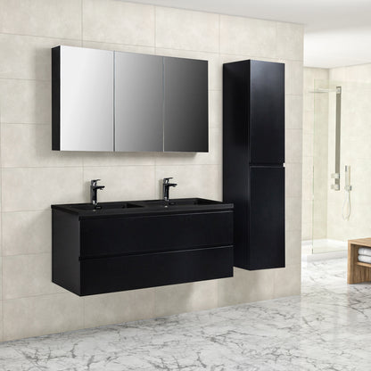 Badkamermeubel Tieme in mat zwart 120x50x48cm met zwarte wastafel