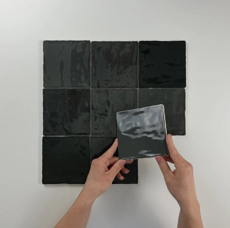 Moos Anthracite glans handvorm 13x13