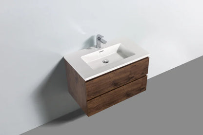 Badkamermeubel Tieme in mat donker eiken 80x50x48cm met witte wastafel