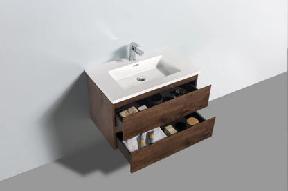 Badkamermeubel Tieme in mat donker eiken 80x50x48cm met witte wastafel