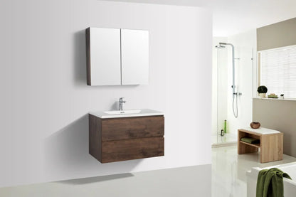 Badkamermeubel Tieme in mat donker eiken 80x50x48cm met witte wastafel