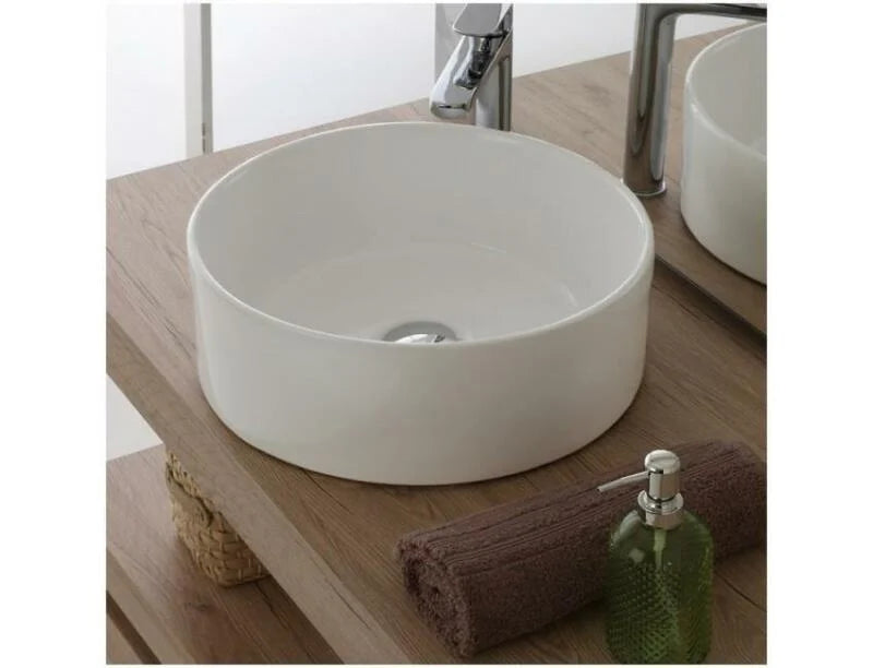 Waskom Opbouw Lorens Cilinder 40x40x15cm Wit