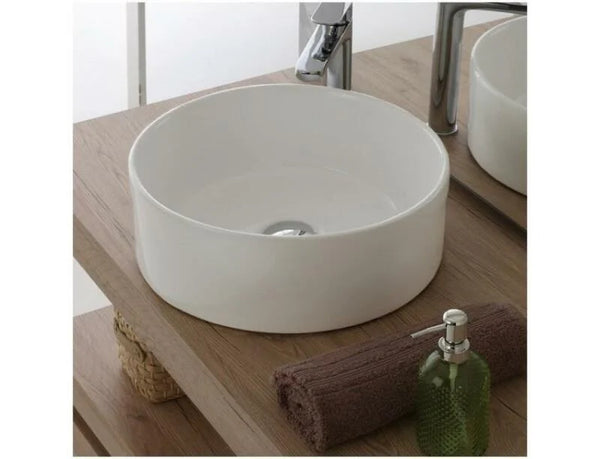 Waskom Opbouw Lorens Cilinder 40x40x15cm Wit