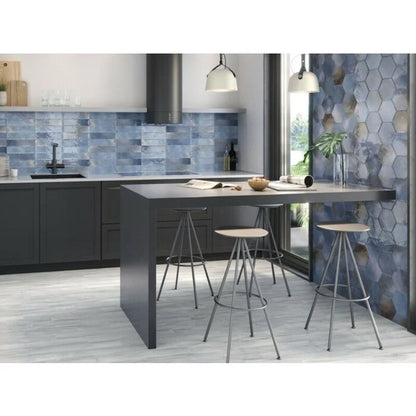 Hexagon Moon Blue glans 16x18