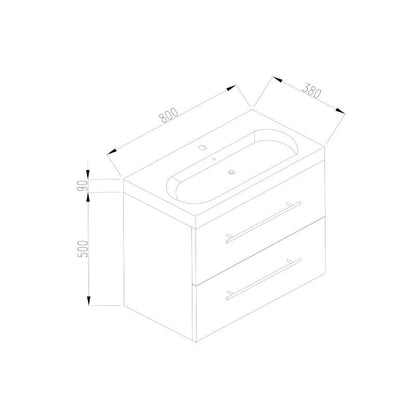 Badmeubel Compact Line 80 Hoogglans Antraciet