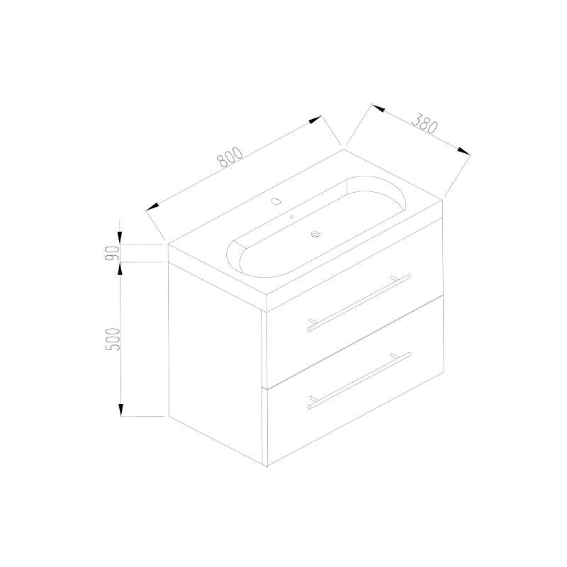 Badmeubel Compact Line 80 Hoogglans Wit