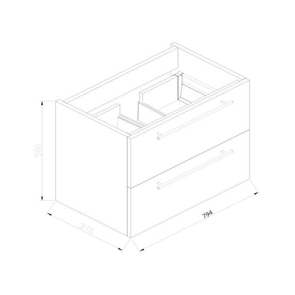 Badmeubel Compact Stone 80 Hoogglans Wit
