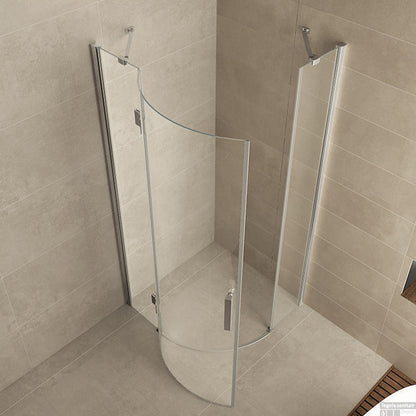 Douchecabine Wiesbaden kwartrond 1 deur LS 90x90cm 8mm NANO coating