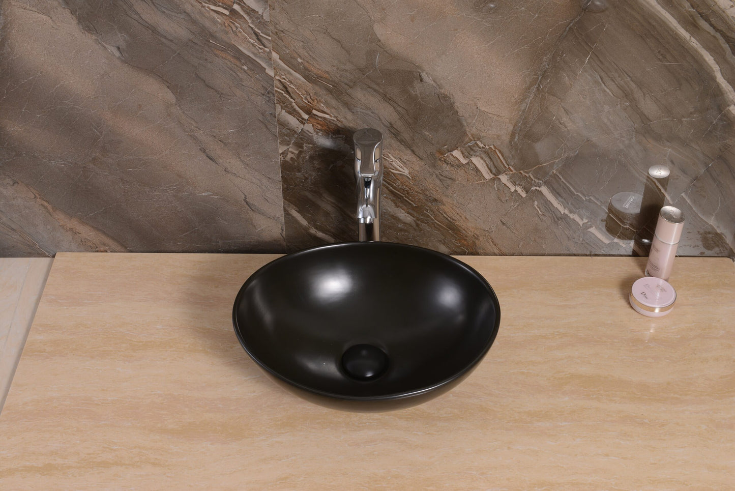 Waskom Opbouw Lorens Ovaal 40x33x14.5cm Mat Zwart