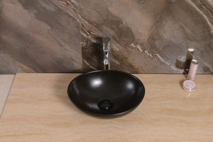 Waskom Opbouw Lorens Ovaal 40x33x14.5cm Mat Zwart