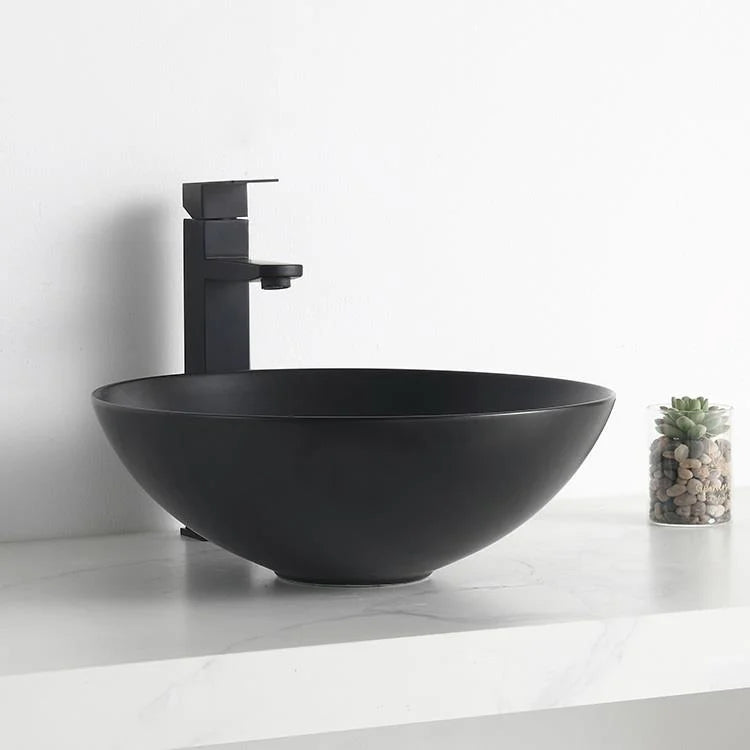 Waskom Opbouw Lorens Rond 40x40x13.5cm Mat Zwart