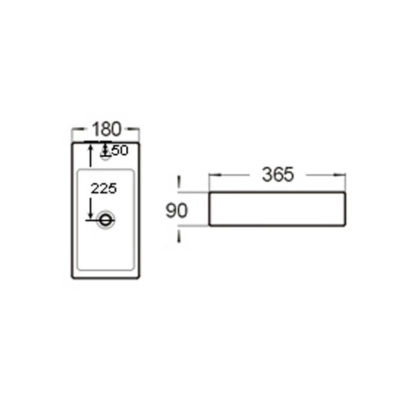 Combipakket keramische fontein met kraan en afvoer  Qubic mini Links