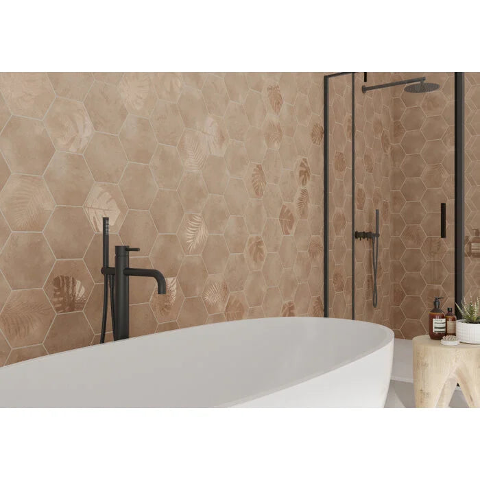 Beton Cire Bercy Terra hexagon decor 20x24