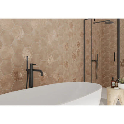 Beton Cire Bercy Terra hexagon decor 20x24