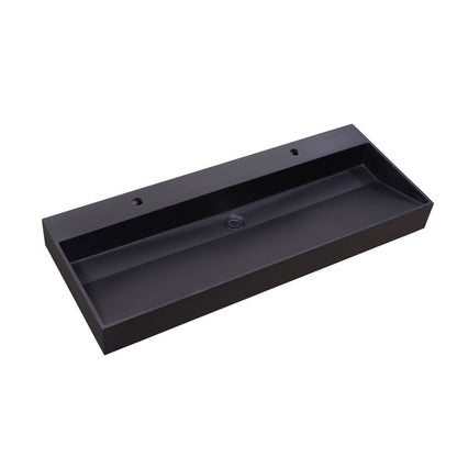 Wastafel Quartz Trend 120 cm Enkelbak met 2 kraangaten