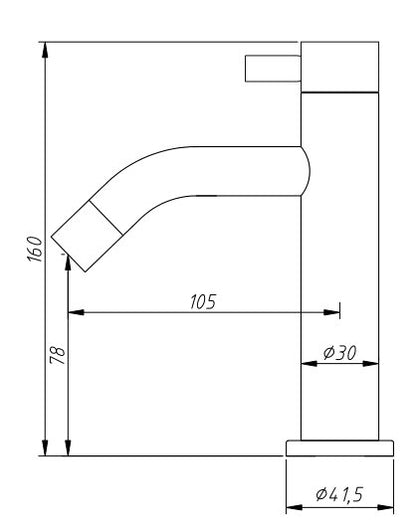 Fonteinkraan laag 16 cm RVS