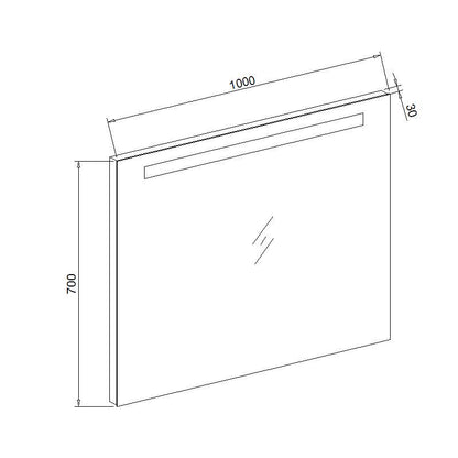Aluminium spiegel met LED verlichting en onderverlichting 100
