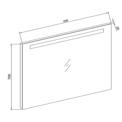 Aluminium spiegel met LED verlichting en onderverlichting 160