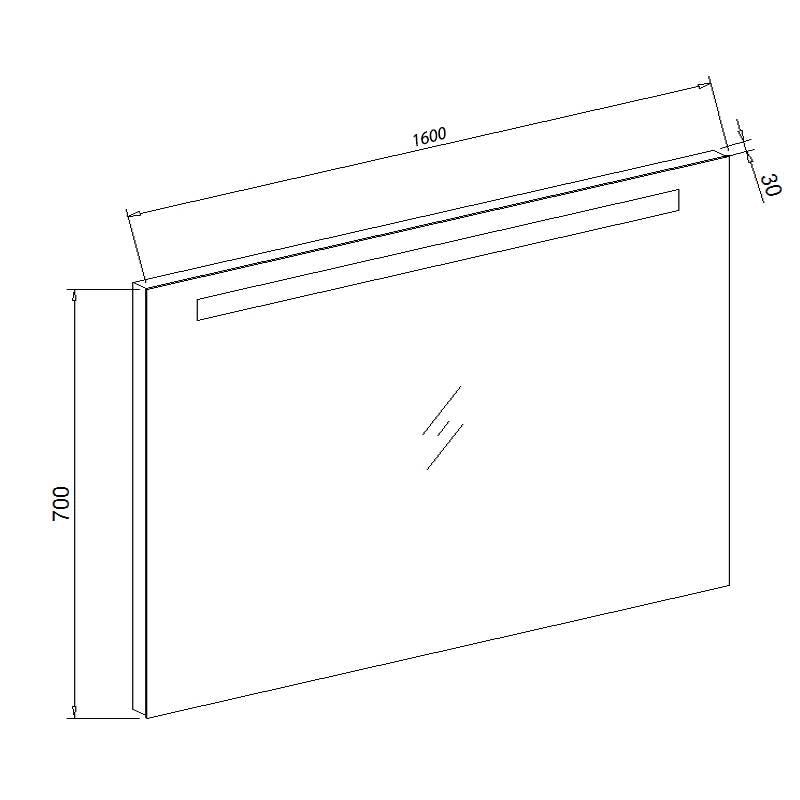 Aluminium spiegel met LED verlichting en onderverlichting 160 inclusief spiegelverwarming
