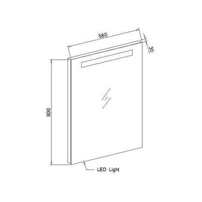 Aluminium spiegel met LED verlichting en onderverlichting 58 inclusief spiegelverwarming