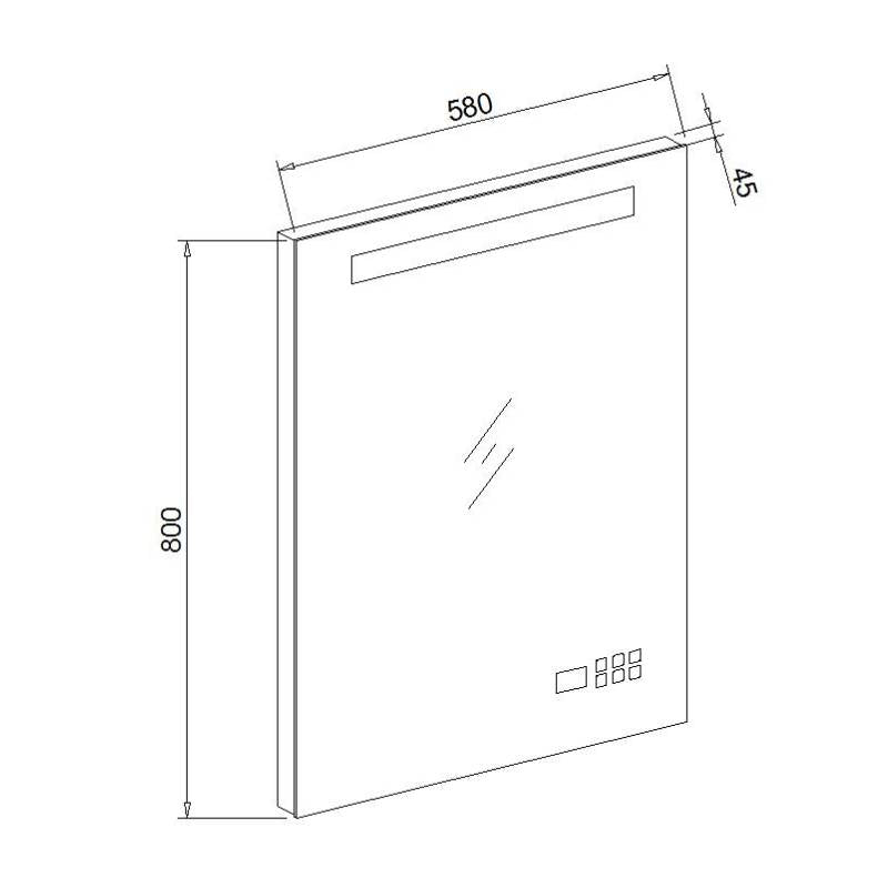 Aluminium spiegel met LED verlichting en radio 58 met spiegelverwarming