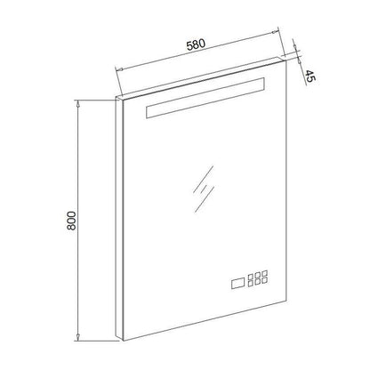 Aluminium spiegel met LED verlichting en radio 58 met spiegelverwarming
