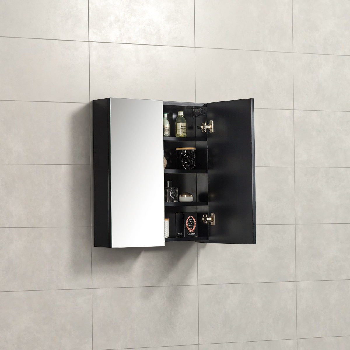 Spiegelkast Tieme in mat zwart 60x70x16cm