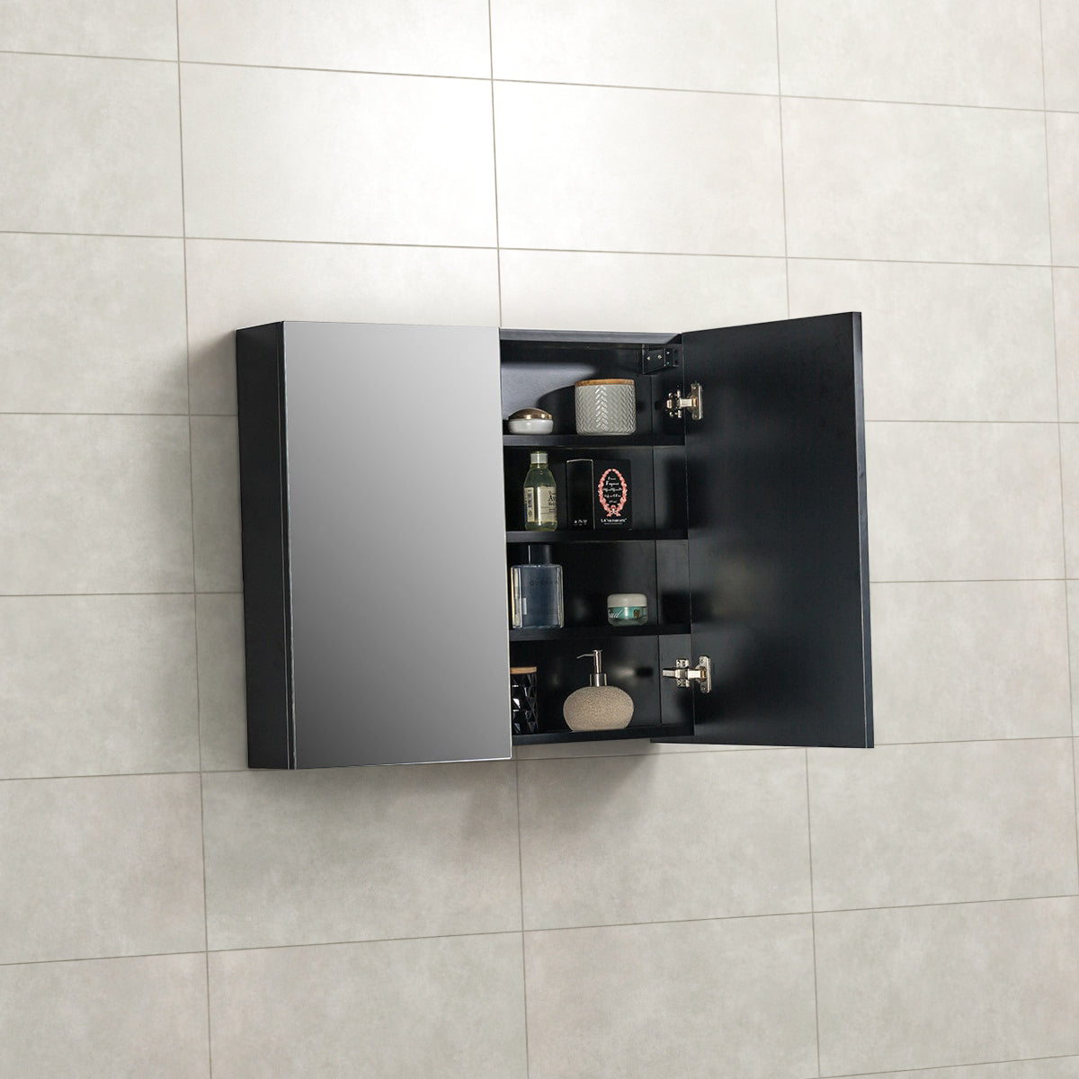 Spiegelkast Tieme in mat zwart 80x70x16cm