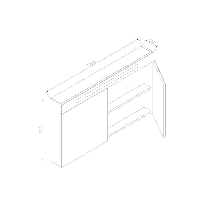 Spiegelkast 120 met LED verlichting Antraciet