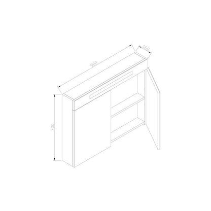 Spiegelkast 90 met TL verlichting Antraciet