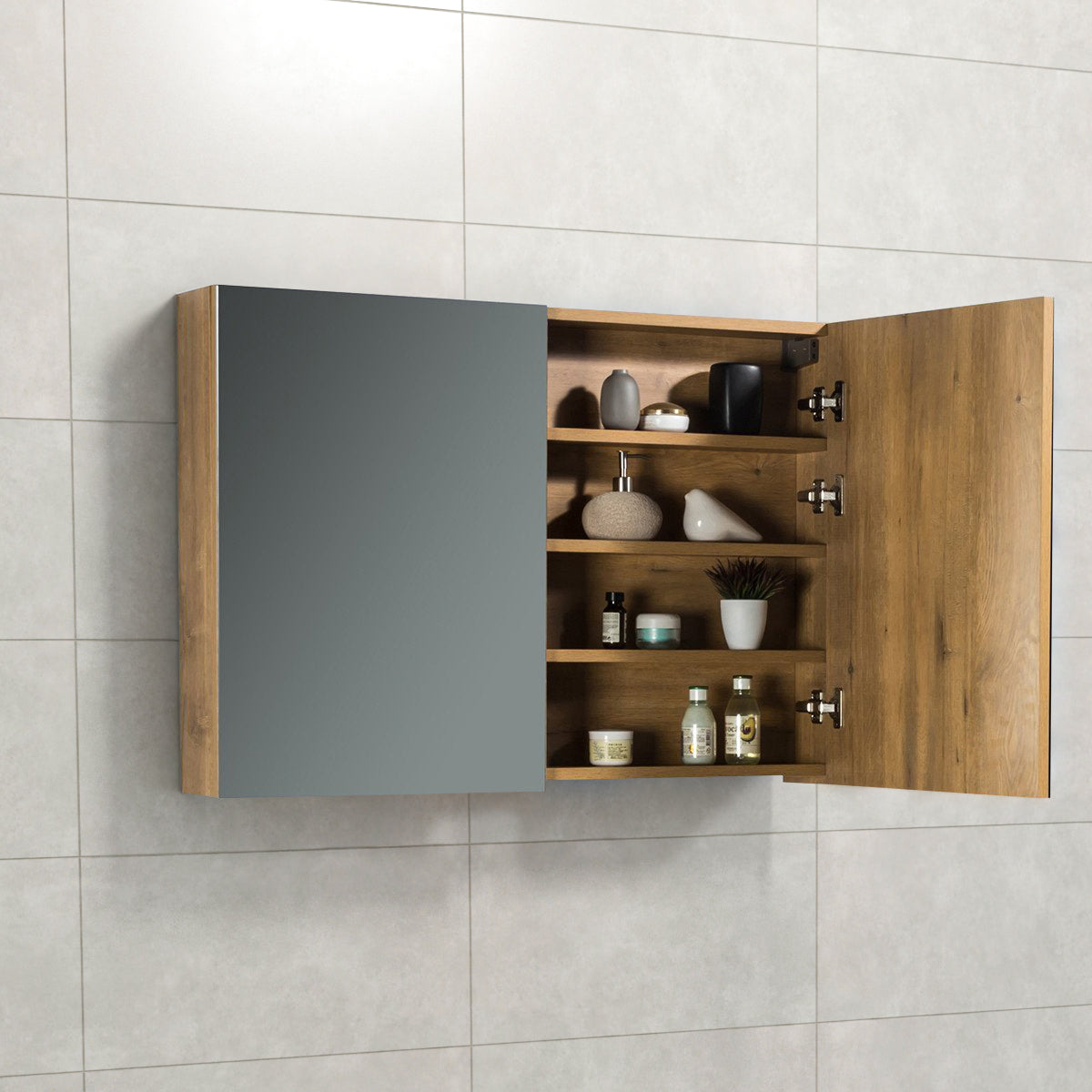 Spiegelkast Tieme in mat eiken 100x70x16cm