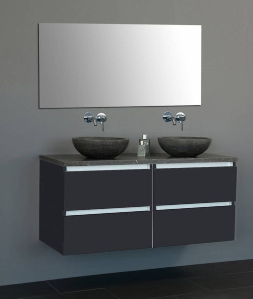 Badmeubel Trend Dynasty met 2 ronde kommen 120 Hoogglans Antraciet met 4 lades