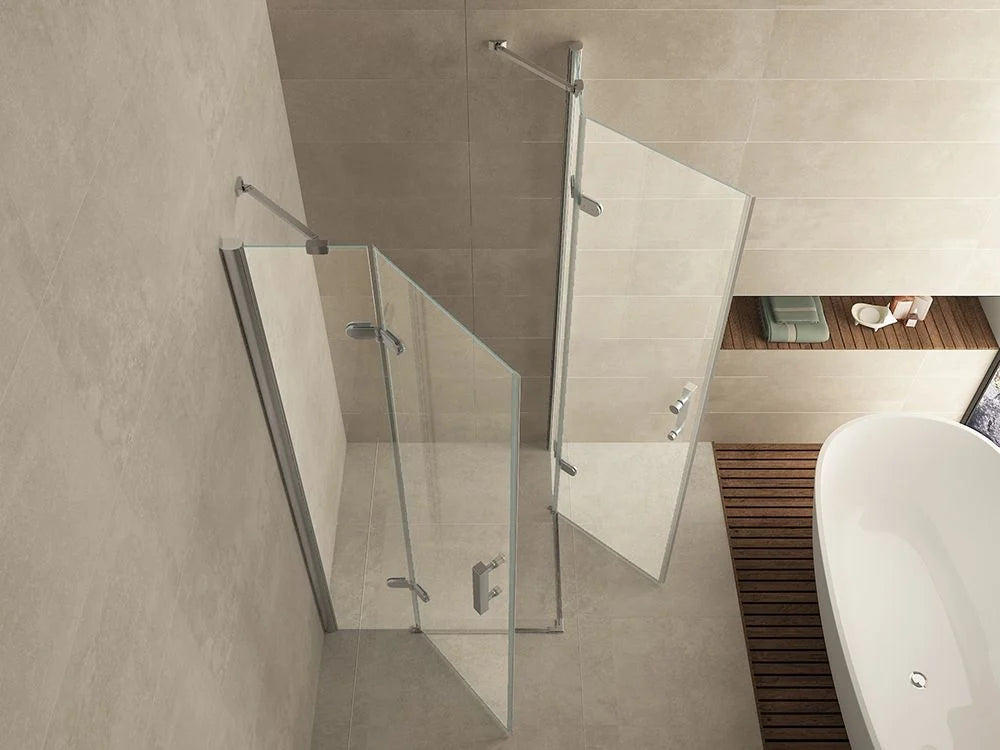 Wiesbaden Double Douchecabine 90x90 cm Chroom Dubbele Draaideur Hoekinstap 8 mm helder glas met nano-coating