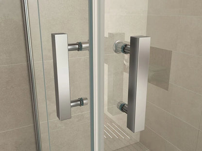 Wiesbaden Double Douchecabine 90x90 cm Chroom Dubbele Draaideur Hoekinstap 8 mm helder glas met nano-coating