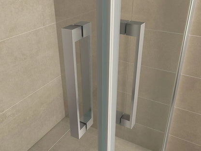 Wiesbaden Salone Douchecabine 90x90x200cm Chroom Vierkant Dubbele Draaideur 8 mm helder glas met nano-coating