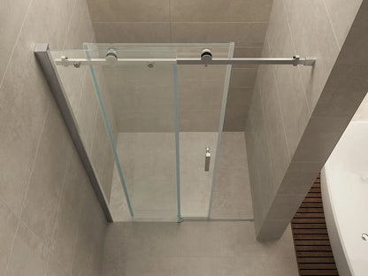 Wiesbaden Slide Douchedeur 140cm Chroom Schuifdeur 8mm Helder Glas nano-coating