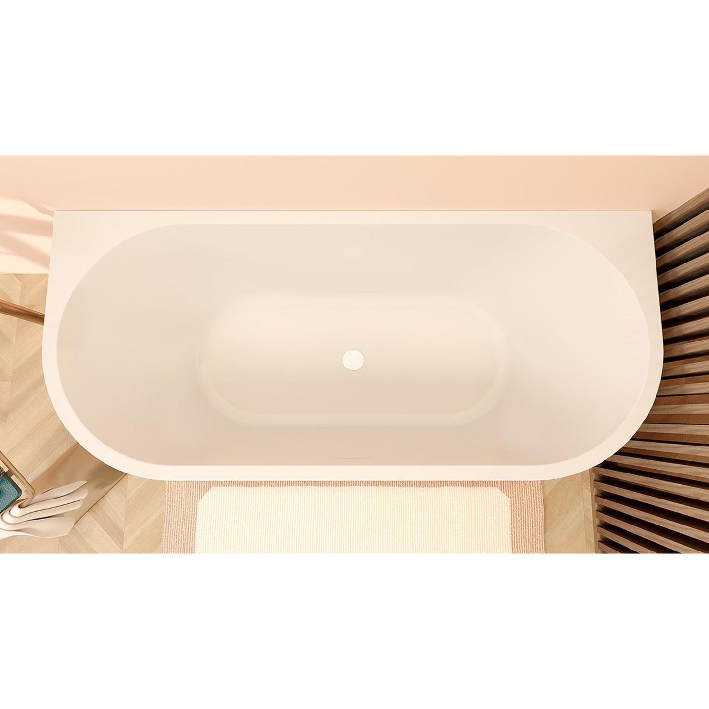 Wiesbaden Zenn half vrijstaand ligbad 170 x 75 cm acryl glans wit met waste glans wit