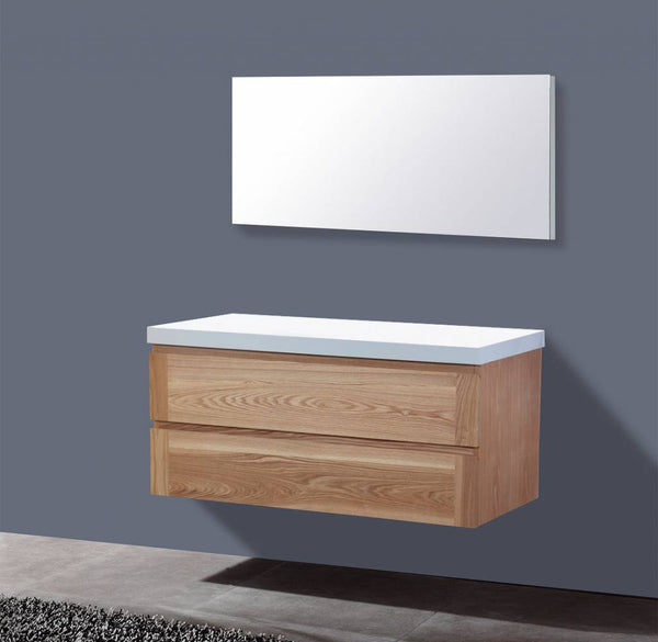 Badmeubel Wood met Flat kunstmarmer Top 120